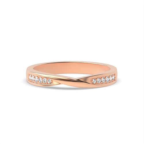 Pave Setting Round Rose Gold Twisted Eternity Diamond Rings