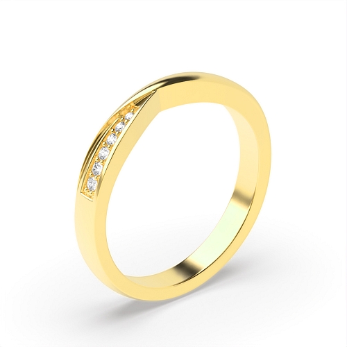 Pave Setting Round Yellow Gold Twisted Eternity Diamond Rings