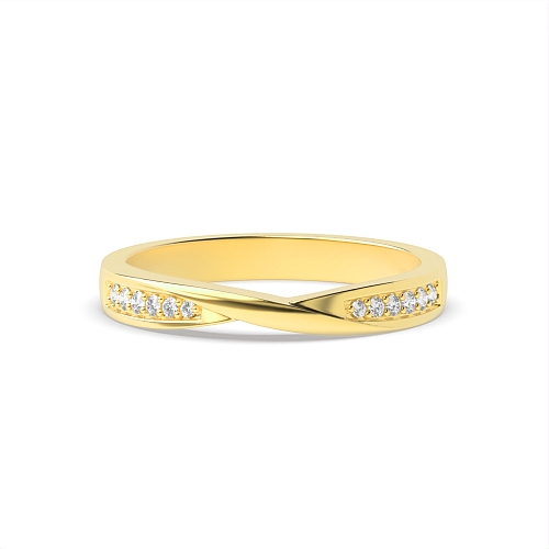 Pave Setting Round Yellow Gold Twisted Eternity Diamond Rings