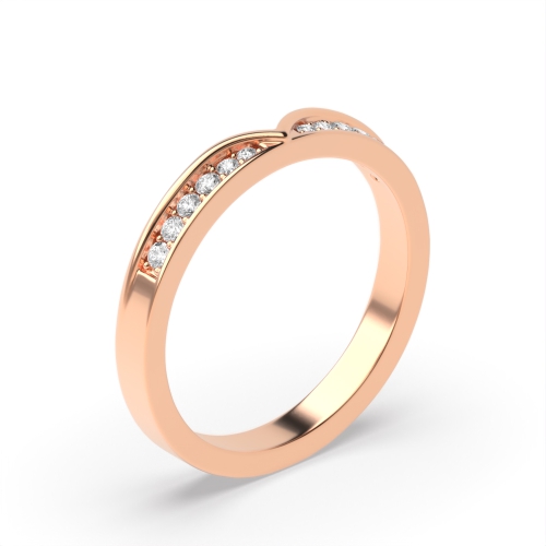 Pave Setting Round Rose Gold Shapped Eternity Diamond Rings
