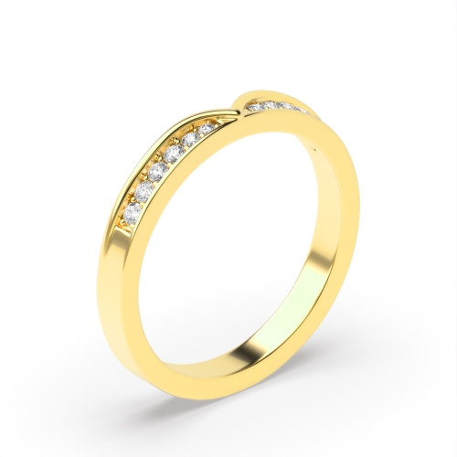 Pave Setting Round Yellow Gold Shapped Eternity Diamond Rings