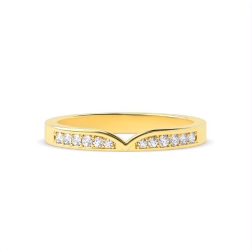 Pave Setting Round Yellow Gold Shapped Eternity Diamond Rings