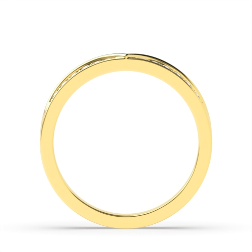 Pave Setting Round Yellow Gold Shapped Eternity Diamond Rings