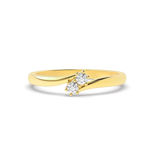 6 Prong Round Yellow Gold Twist Toi Et Moi Engagement Rings