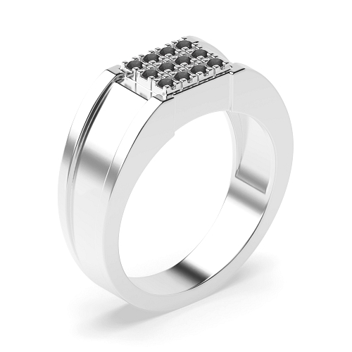 4 Prong Round Luminance cascade Black Diamond Rings