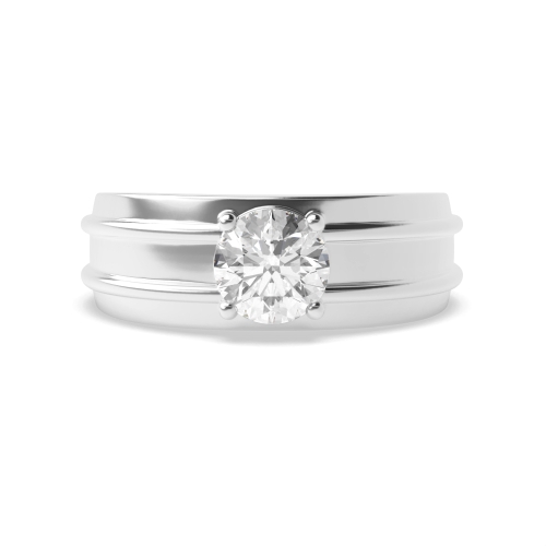4 Prong Round Wide Shank Solitaire Engagement Ring