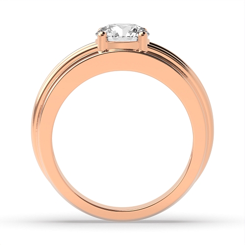 4 Prong Round Rose Gold Wide shank Unusual Engagement Rings