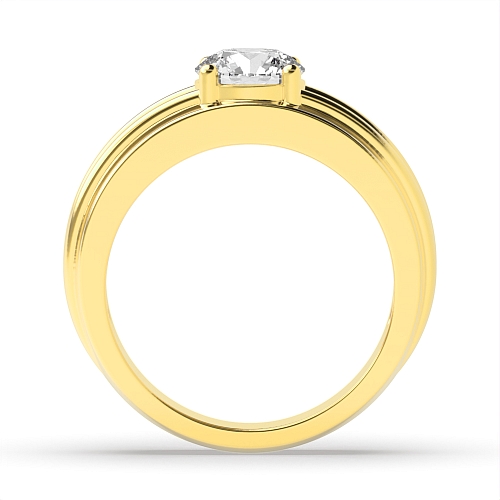 4 Prong Round Yellow Gold Wide shank Unique Engagement Rings