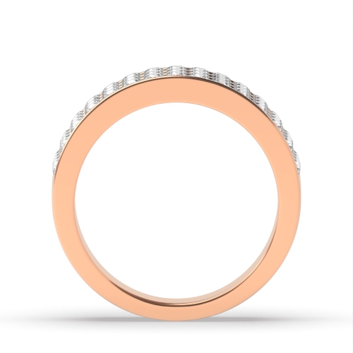Channel Setting Round Rose Gold 3 row Diamond Rings