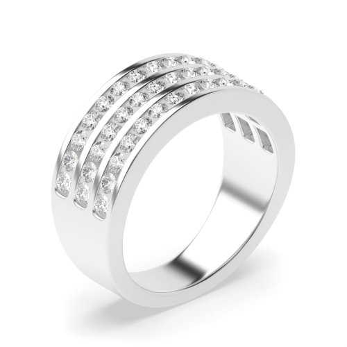 Channel Setting Round 3 row Half Eternity Diamond Rings