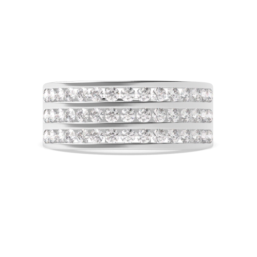 Channel Setting Round 3 row Half Eternity Diamond Rings