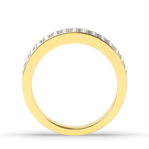 Channel Setting Round Yellow Gold 3 row Diamond Rings