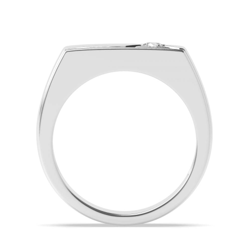 Pave Setting Round Flat Top Solitaire Wedding Band