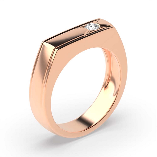 Pave Setting Round Rose Gold Flat top Engagement Rings