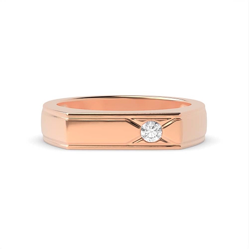Pave Setting Round Rose Gold Flat top Engagement Rings