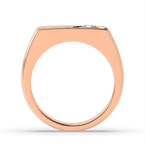 Pave Setting Round Rose Gold Flat top Engagement Rings
