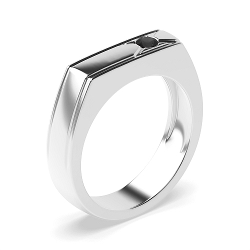 Pave Setting Round Flat top Black Diamond Engagement Rings