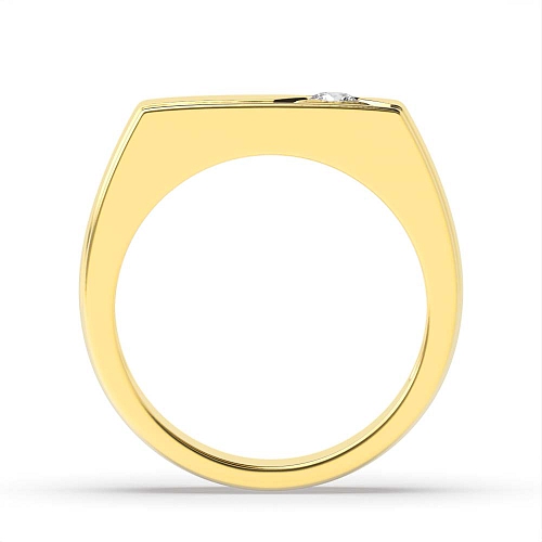 Pave Setting Round Yellow Gold Flat top Engagement Rings