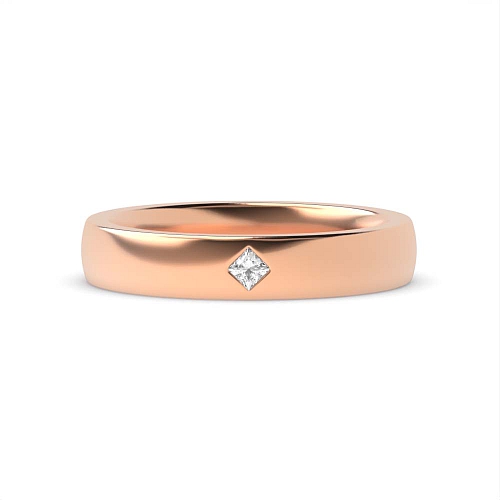Flush Setting Princess Rose Gold Court profile Wedding Rings & Bands