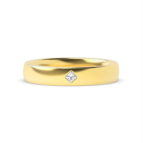 Flush Setting Princess Yellow Gold Court profile Wedding Rings & Bands