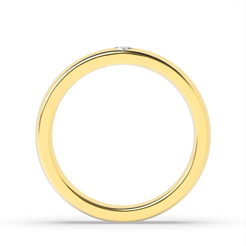 Flush Setting Princess Yellow Gold Court profile Wedding Rings & Bands