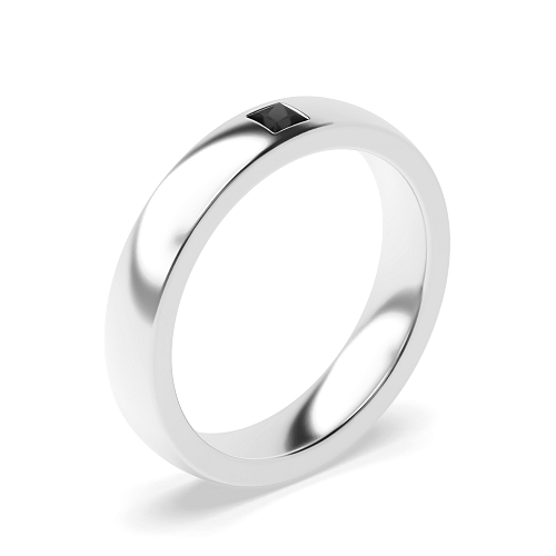 Flush Setting Princess Court profile solitare Black Diamond Wedding Rings & Bands
