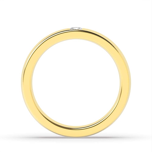 Flush Setting Princess Yellow Gold Court profile solitare Wedding Rings & Bands