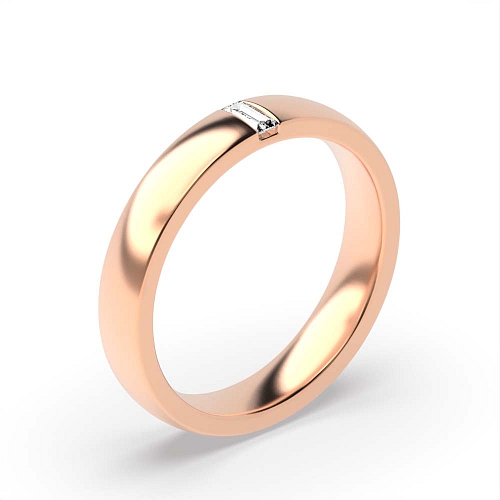 Flush Setting Baguette Rose Gold Court profile Wedding Rings & Bands