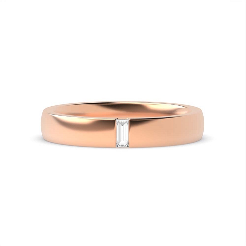 Flush Setting Baguette Rose Gold Court profile Wedding Rings & Bands