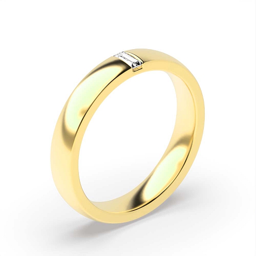 Flush Setting Baguette Yellow Gold Court profile Wedding Rings & Bands