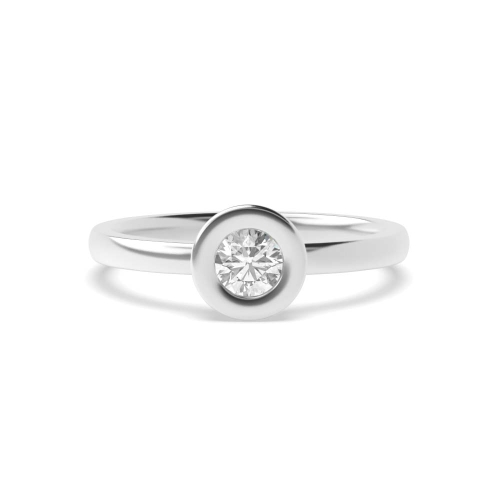 Bezel Setting Round Delicate Band Solitaire Engagement Ring