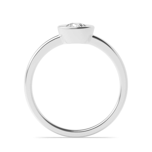 Bezel Setting Round Delicate Band Lab Grown Solitaire Diamond Ring