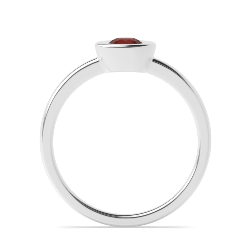 Bezel Setting Round Delicate Band Garnet Solitaire Diamond Ring