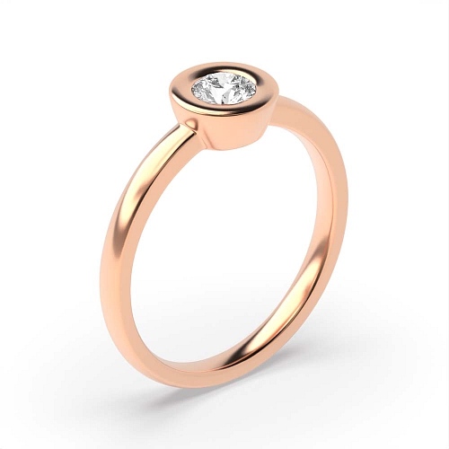 Bezel Setting Round Rose Gold Delicate band Minimalist Engagement Rings