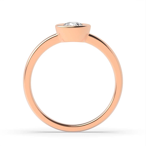 Bezel Setting Round Rose Gold Delicate band Minimalist Engagement Rings
