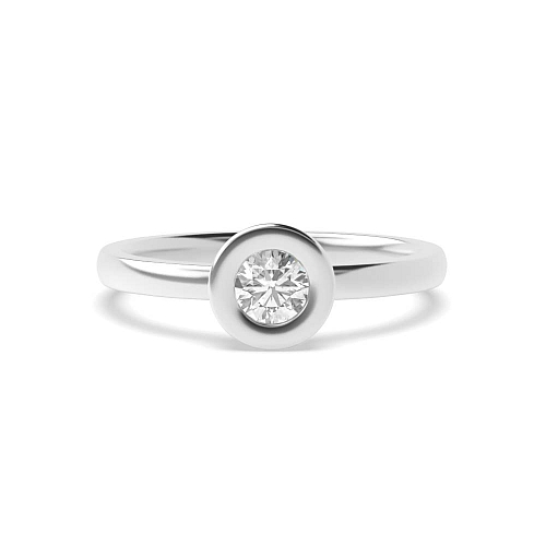 Bezel Setting Round Platinum Delicate band Promise Engagement Rings