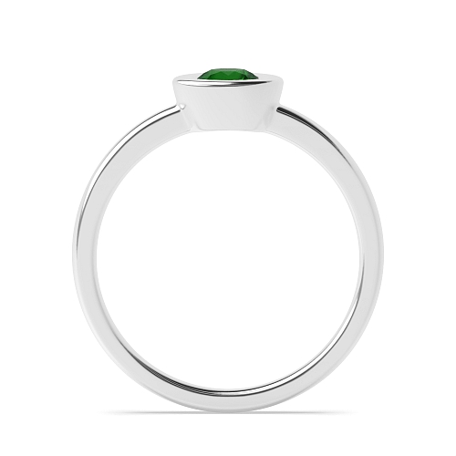 Bezel Setting Round Delicate band Emerald Engagement Rings