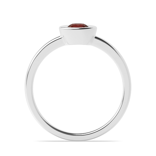 Bezel Setting Round Delicate Band Garnet Solitaire Diamond Ring