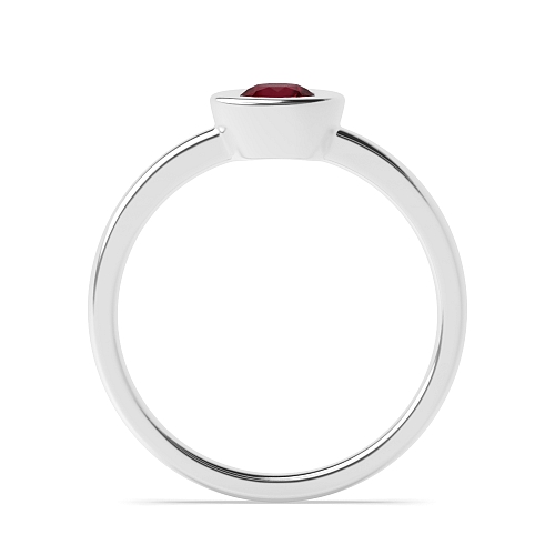 Bezel Setting Round Delicate band Ruby Promise Engagement Rings