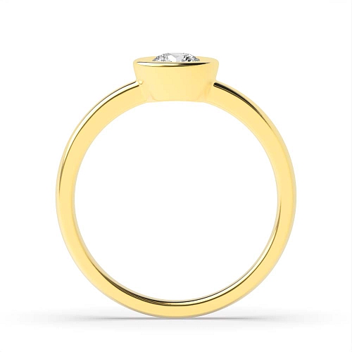 Bezel Setting Round Yellow Gold Delicate band Engagement Rings