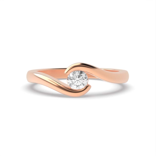 Channel Setting Round Rose Gold Solitaire Diamond Ring