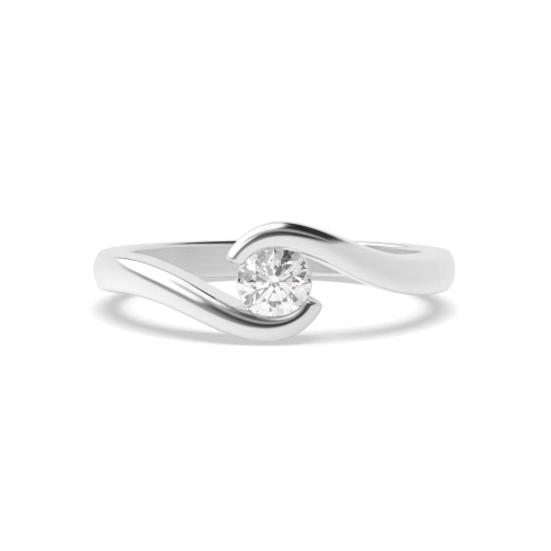 Round Channel Setting Twisted Solitaire Diamond Engagement Rings