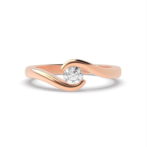 Channel Setting Round Rose Gold low set U Gallery Side stone Minimalist Engagement Rings