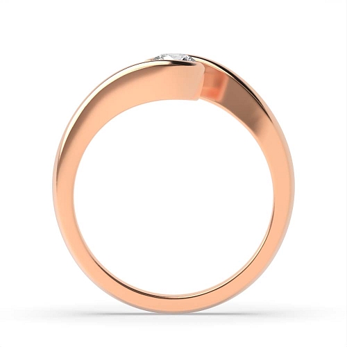 Channel Setting Round Rose Gold low set U Gallery Side stone Minimalist Engagement Rings