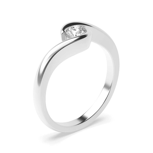 Channel Setting Round Cross Over Shoulder Solitaire Engagement Ring