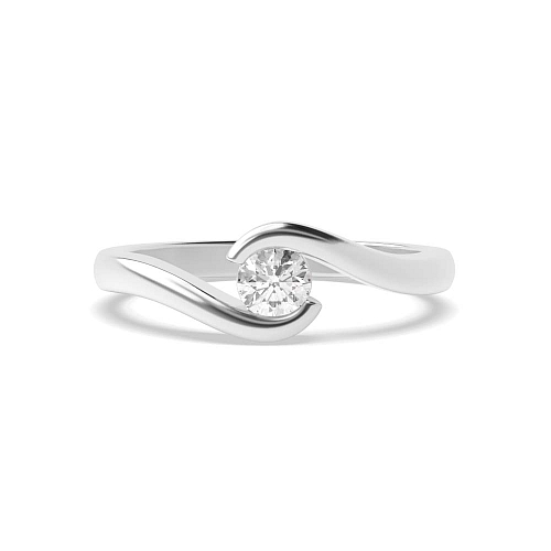 Channel Setting Round Cross Over Shoulder Solitaire Engagement Ring