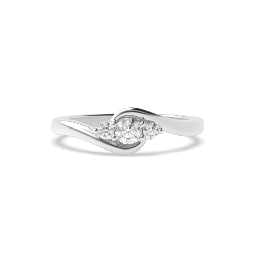 4 Prong Round Minimalist Three Stone Engagement Ring