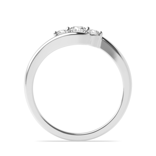 4 Prong Round Minimalist Moissanite Three Stone Engagement Ring
