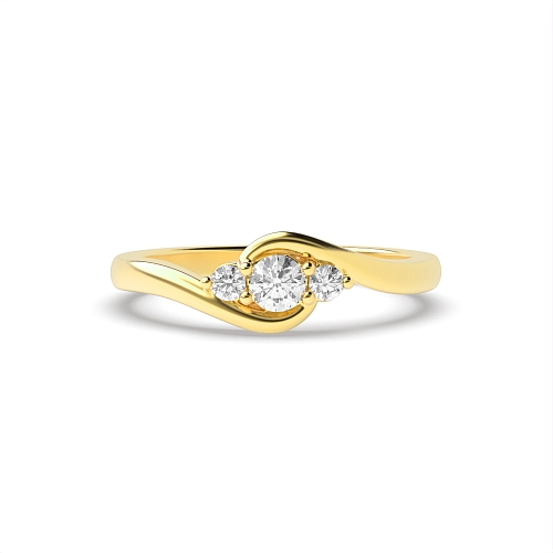 4 Prong Round Yellow Gold Minimalist S-shaped shank Engagement Rings