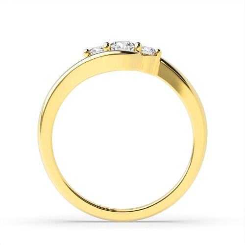 4 Prong Round Yellow Gold Minimalist S-shaped shank Engagement Rings